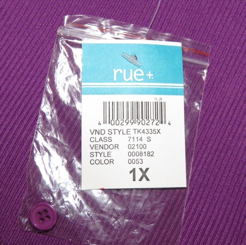 NWT Rue + Purple Short-Sleeve 1/4-Button Ribbed Pullover Top Size 1X (C1368) - Picture 7 of 7