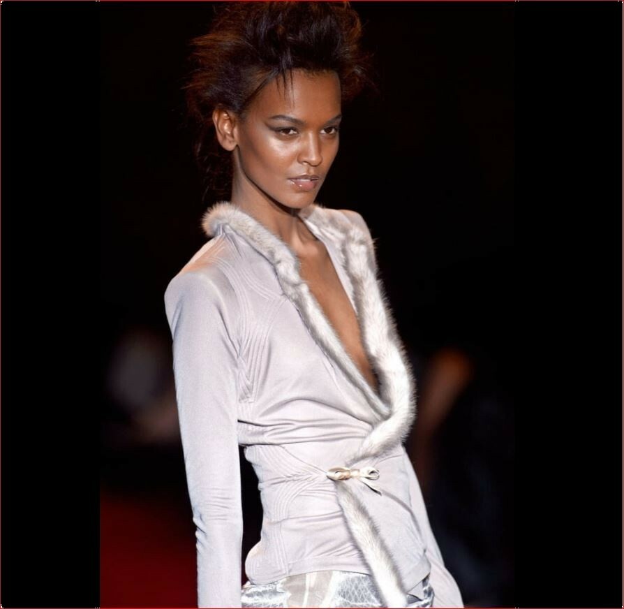 Yves Saint Laurent Tom Ford FW 2004 Runway Wrap Top wIth Mink Trim