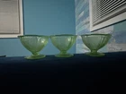 3 Hazel Atlas Glass Co Royal Lace Footed Sherbets Green Depression URANIUM