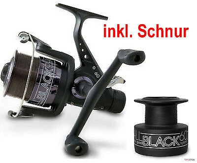 Lineaeffe ALL BLACK Freilaufrolle incl. Schnur Karpfen- Aal- Grundangel- Rolle