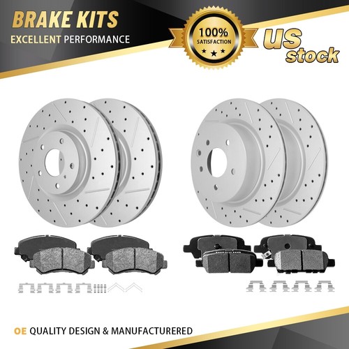 Front & Rear Drilled Brake Rotors & Ceramic Pads Kit For Acura TL (2009-2014) - Complete Brake Set