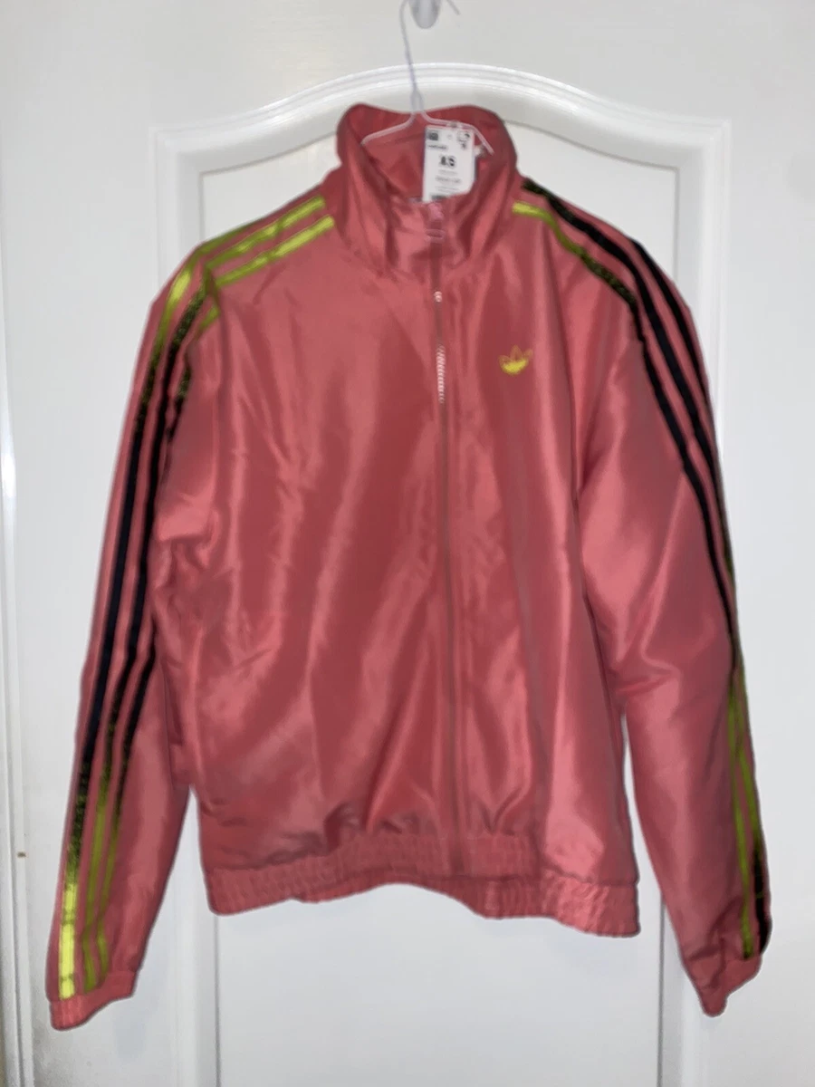 Adidas Women s Fakten Hazy Rose Acid Yellow Black Track Jacket GN4395 NEW Sz XS