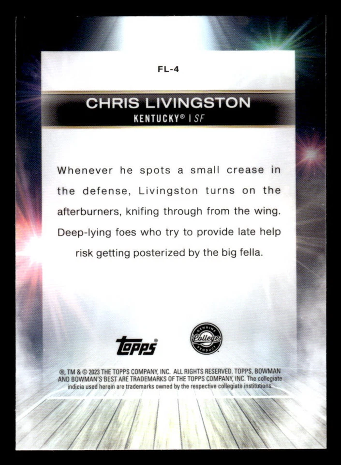 Chris Livingston 2022-23 Bowman Best Flashing Lights Speckle Refractors #FL-4 - Image 2 of 2