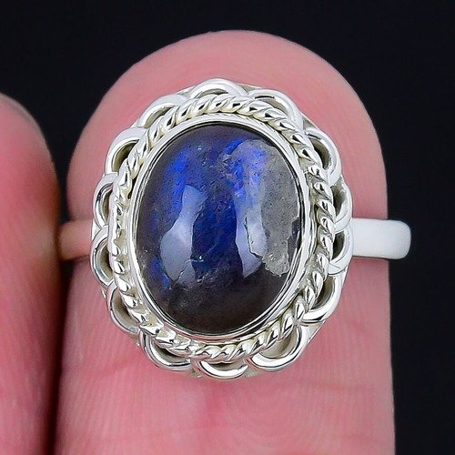 Third Eye Chakra Labradorite Stone Solid Sterling Silver New Cluster Ring Size 6