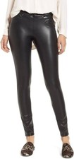 HUE Leatherette Leggings Black Small 4-6 W27" Inseam 29" 48 Runs Small