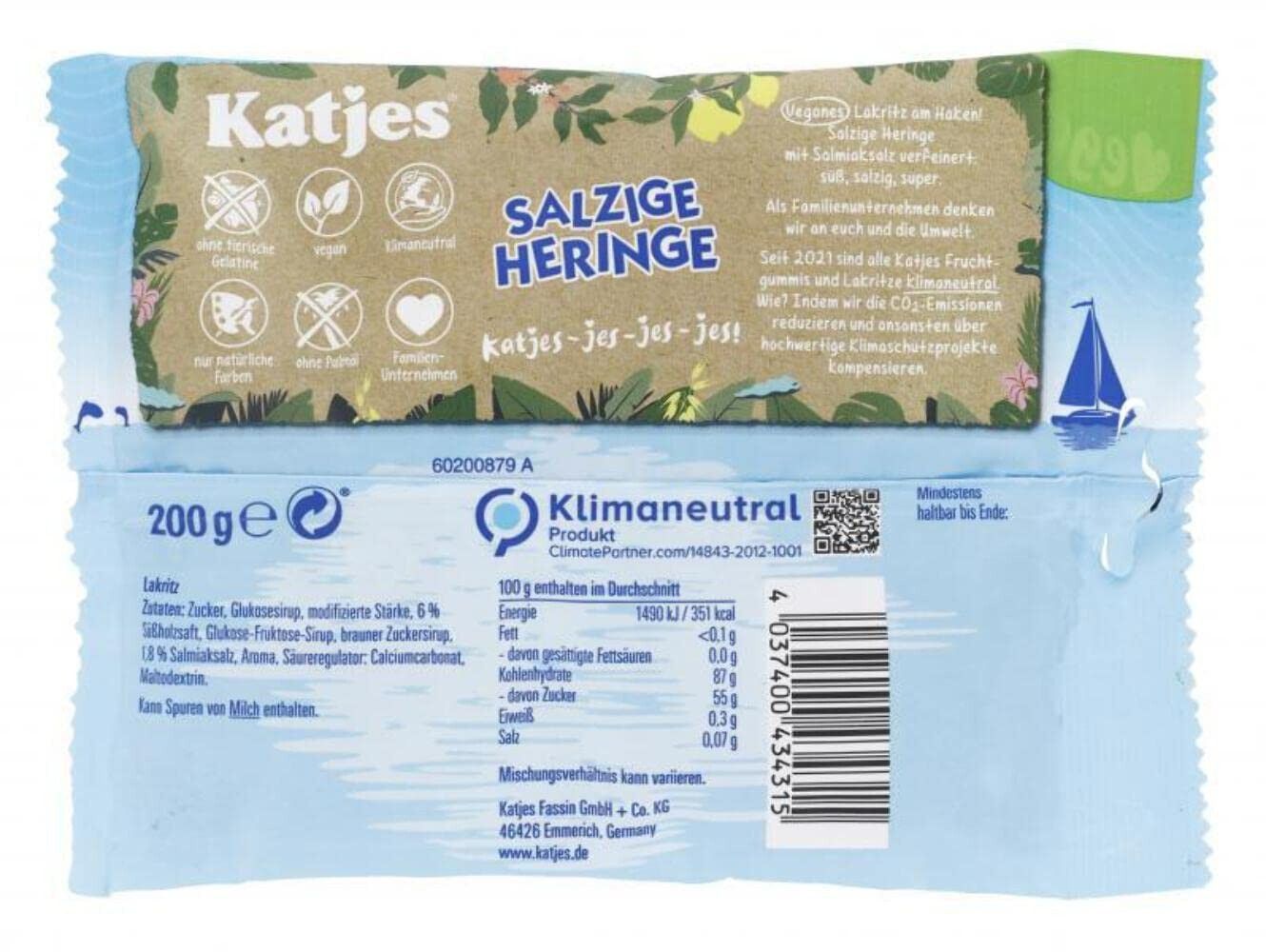 Katjes Salzige Salty Herring Licorice vegan candy (PACK OF 2)
