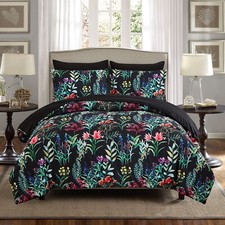 7 Piece Bed in a Bag Floral Comforter Set, Botanical Flowers Comforter and Sh...