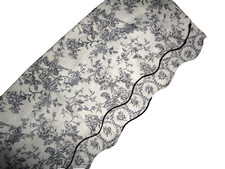 ROBERTSON ENGLISH TOILE FLORAL BLACK OFF-WHITE LAYERED VALANCE NEW 17 X 48