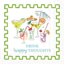 Boston International - 3-Ply 5" Cocktail Napkins - Happy Thoughts