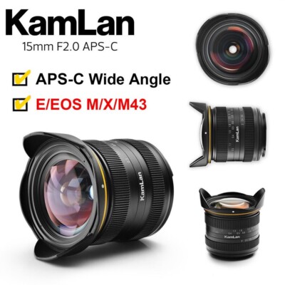 Kamlan 15mm F2.0 APS-C Manual Focus Lens for Canon EOS-M / Sony E