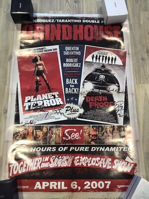 Planet Terror Death Proof Grindhouse movie poster + COA Tarantino Rodrigues Rose