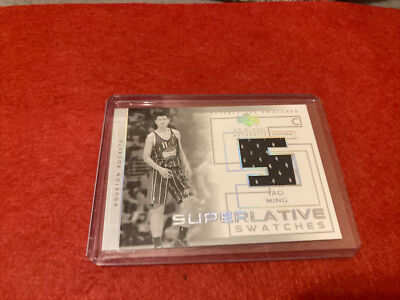 YAO MING 2003-04 UD GLASS SUPERLATIVE SWATCHES AUTHENTIC GAME-USED