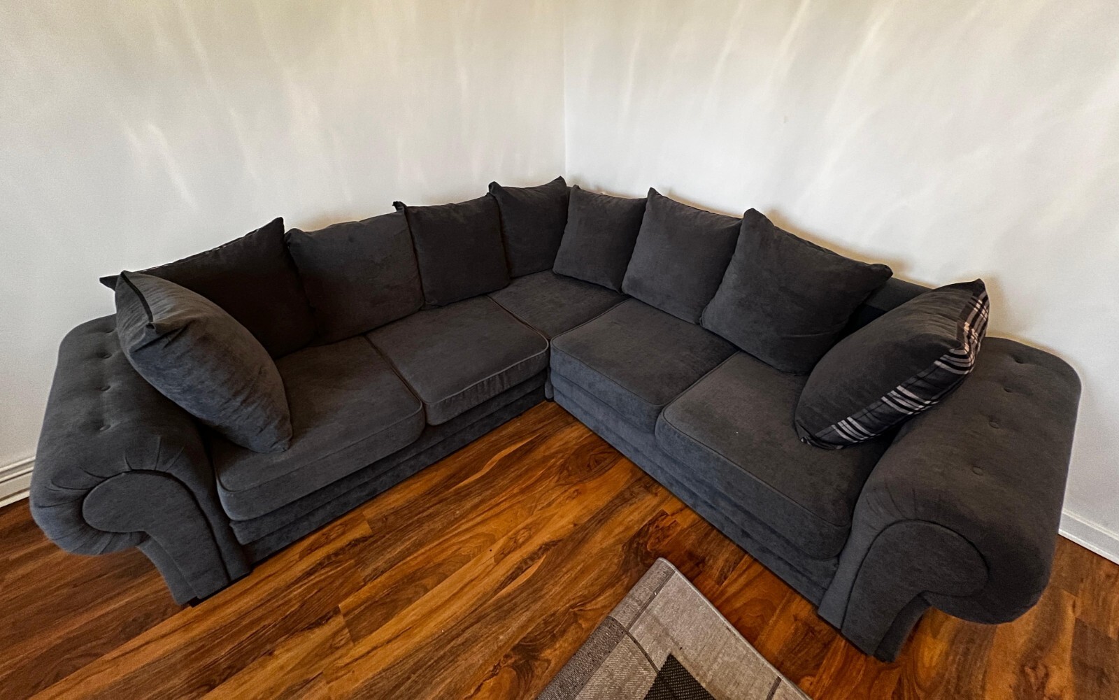 Jumbo Cord Corner Sofa Suite Set 3 2 Seater Grey eBay