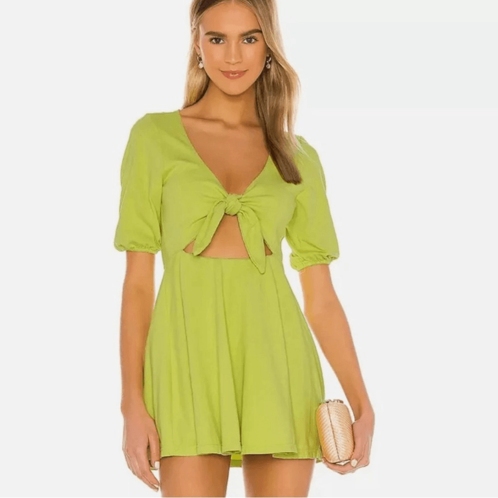 Lovers and Friends Tirzah Mini Dress Cutout Knot in Pistachio Green- Size  Small | eBay