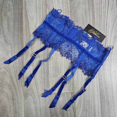 Dita Von Teese Vedette Capri Blue Burlesque High Waisted Garter Belt Size M