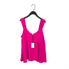 M&Co Cerise Pink Linen Blend Wide Strap Tank Vest Top - Size 14 - NEW
