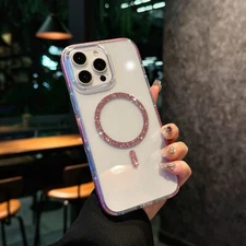 Glitter Shockproof Mag Safe Magnetic Clear Case for iPhone 16e/16 Pro Max/15/14