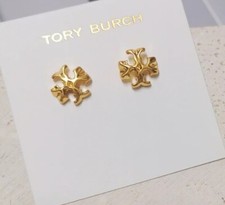 Tory Burch Golden T Logo Earrings New