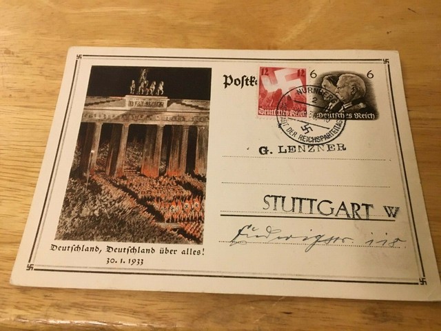 Pre WW2 German PC 1934 DEUTFCHLAND DEUTCHLAND UBER ALLES ...