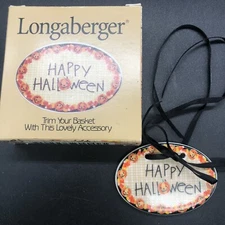 Longaberger Happy Halloween Oval Basket Tie On #37559 Jack O Lantern Retired New
