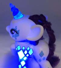 My Little Pony Light Up Glow 7" Rare White Unicorn Toy Blue Diamond 2014 READ