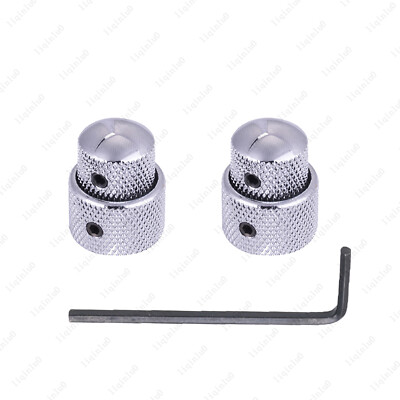 2x Metal Dual Concentric Stacked Control Knobs for Electric Guitar Bass Chrome