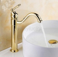 Luxury Gold Brass Bathroom  Kitchen Faucet Swivel Single Handles Mixer Tap