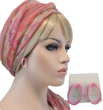 Pink Enamel Hoop Loop Earrings 3/4"