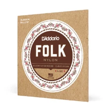 D'Addario EJ32C Folk Nylon Ball End Guitar Strings Silver Wound Clear Nylon