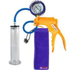 LeLuv JacVac Penis Pump, Wide Flange Cylinders, Neon Handles, NPT Gauge Options