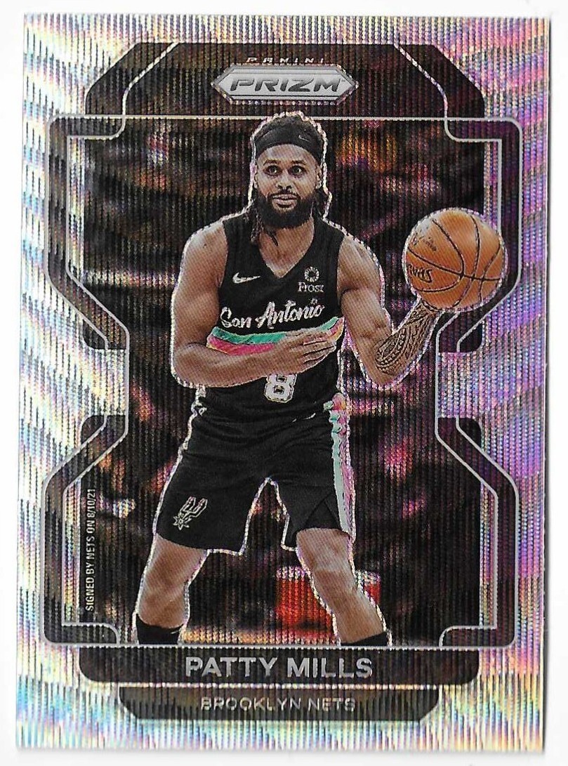 2021-22 Panini Prizm Patty Mills Silver Wave Prizm Card #151 Brooklyn Nets