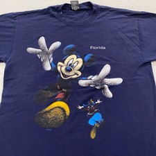 vtg 90s WALT DISNEY MICKEY MOUSE GOOFY 2-SIDED FLORIDA T-Shirt MEDIUM/LARGE soft