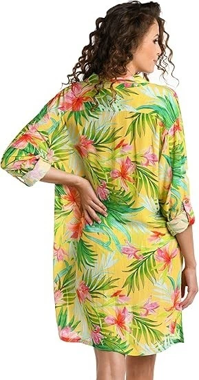 全新 La Blanca Calypso 纽扣遮盖衬衫 黄色 多尺寸 S/100% 正品 — 第 2/4 张图片