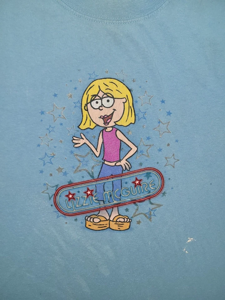 Camiseta Y2K Disney Lizzie McGuire Pintura Azul Salpicaduras Niños Talla L Para hombres XS Foto 3 de 4