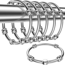 12 PCS Chrome Metal Decorative Shower Curtain Hooks Rings Glide Rust Proof