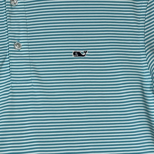 Vineyard Vines Polo Shirt Men's Small Blue Performance Stretch Golf Flex Stripe - Picture 6 of 7