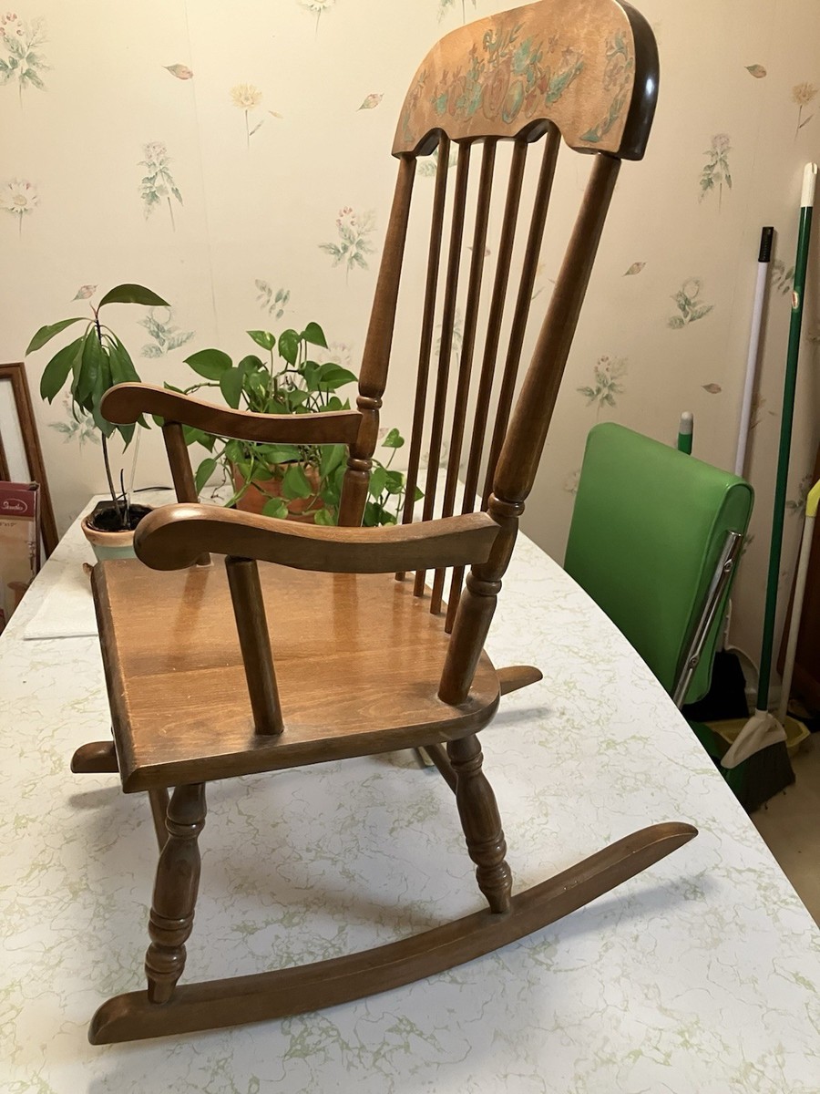 Vintage Oak Hill Child's Rocking Chair w/German-made Music Box