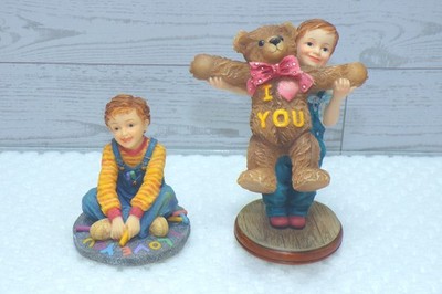 Vtg 2002 Demdaco Expressions Love I Love You Teddy Bear Chalk Figurines Set