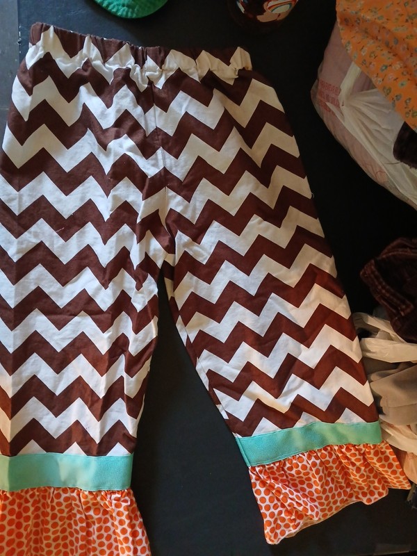 Girls Aqua Polka Dot Ruffle Hem Pants Size 4 Cotton Boutique Style