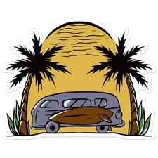 Hippy Bus Surfer - Vinyl Decal Sticker - Car Window Laptop - ebn8187