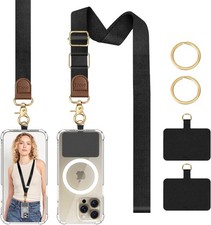 TiMOVO Phone Lanyard Crossbody Wrist Strap, Adjustable Anti-Theft Strap Black