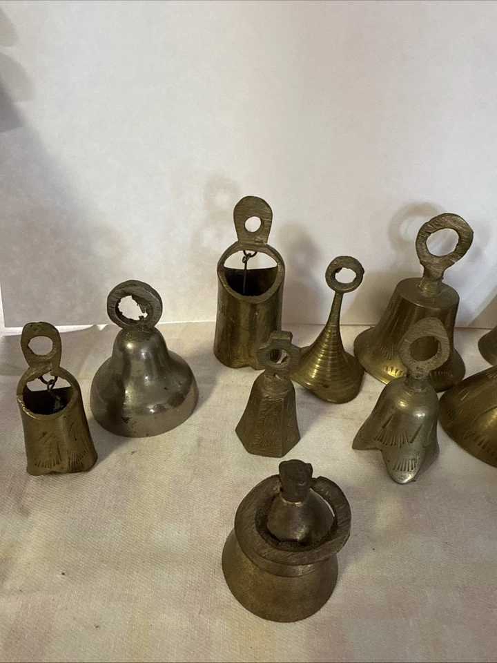 Lot of 13 Vintage Sarna India Brass Bell Collection Various Sizes - Image 2 of 3