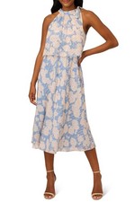 Adrianna Papell Women Printed Floral Chiffon Popover Dress, Light Blue