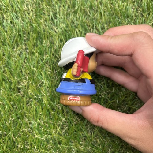 2001 Fisher Price Little People Figure - Construction Worker w/ Red Flag - Picture 4 of 5