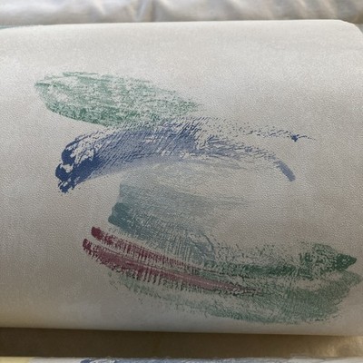 Almost 4 Complete Rolls of White Bkg Wallpaper W/ Colorful Splotches-very Nice