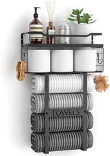 Wall Mounted Towel Rack for Bathroom - Bath Storage Holder Set above Toilet, Rol