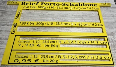 DHL Briefschablone Postschablone Portoschablone Messschablone Warensendung 2026