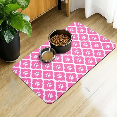 Dog Food Mat 24''X32'' Pet Feeding Absorbent Mats Cat Water Bowl Non-Slip Washable