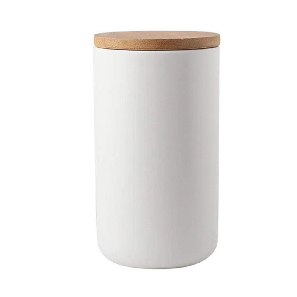 Ceramics Food Storage Jar Canister with Airtight Seal Lid, Simple Style Kitch...