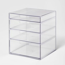 4 Drawer Stackable Countertop Organizer Clear Bathroom Makeup Organizer